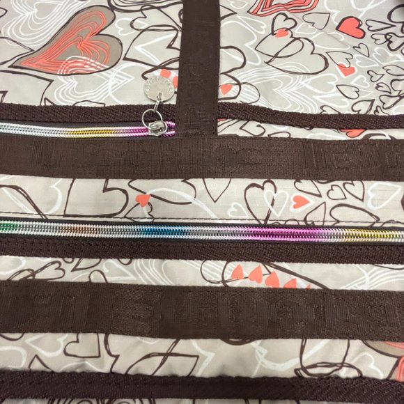 Le Sportsac computer messeger bag 11 x 15 hearts pink brown - Picture 6 of 11